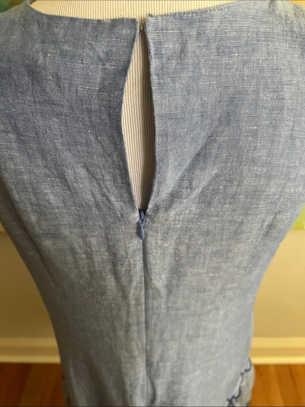 Ann Taylor Chambray Flounce Shift Dress size 4 scalloped - Picture 11 of 16